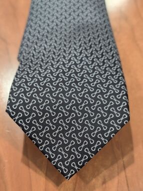 Jos. A. Bank Black Tie with Light Gray Link Pattern. Sophisticated. Black Tie